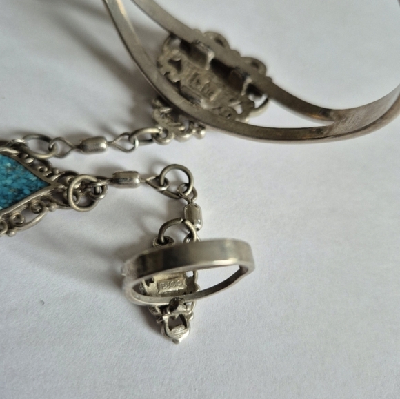 Vintage Ejc Turquoise Bracelet With Ring - Picture 9 of 9